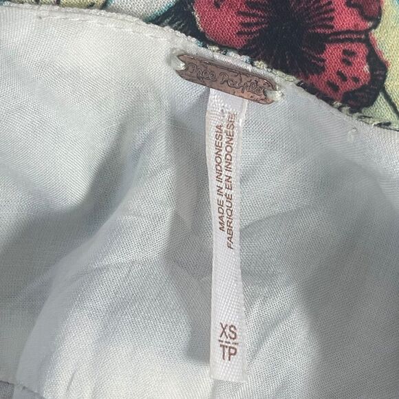 Free People Dear You Floral Print Drawstring Waist Mini Dress Ruffle Strap Sz XS - Picture 4 of 7